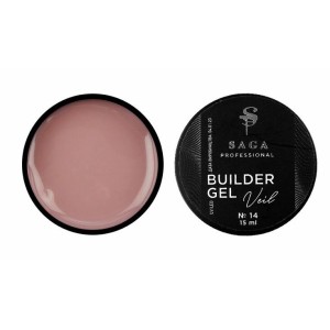 Гель для нарощування Saga Professional Builder Gel Veil 14, фіолетово-рожевий, 15 мл